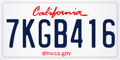 CA license plate 7KGB416