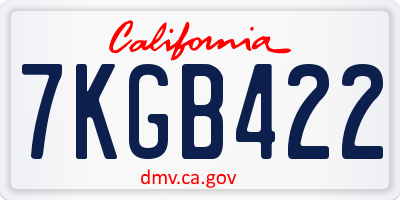 CA license plate 7KGB422