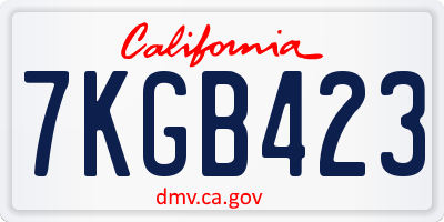 CA license plate 7KGB423