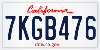 CA license plate 7KGB476