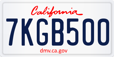 CA license plate 7KGB500