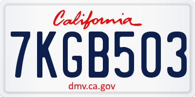 CA license plate 7KGB503