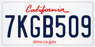 CA license plate 7KGB509