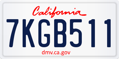 CA license plate 7KGB511