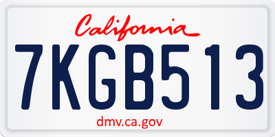 CA license plate 7KGB513