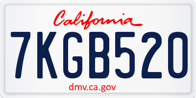 CA license plate 7KGB520