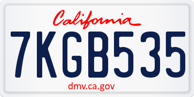CA license plate 7KGB535