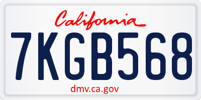 CA license plate 7KGB568