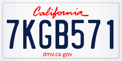 CA license plate 7KGB571