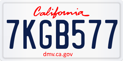 CA license plate 7KGB577