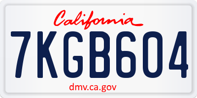 CA license plate 7KGB604