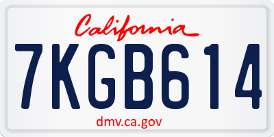 CA license plate 7KGB614
