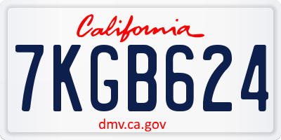 CA license plate 7KGB624