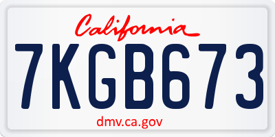 CA license plate 7KGB673