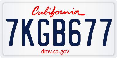 CA license plate 7KGB677