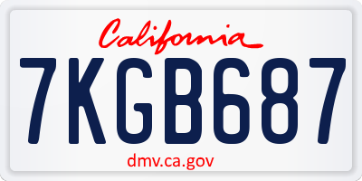CA license plate 7KGB687