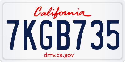 CA license plate 7KGB735