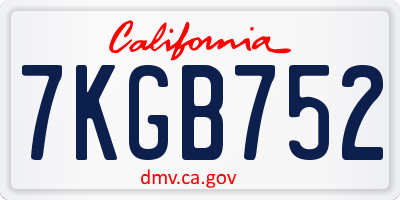 CA license plate 7KGB752
