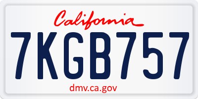 CA license plate 7KGB757