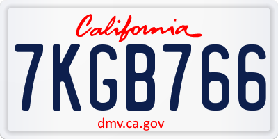 CA license plate 7KGB766
