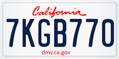 CA license plate 7KGB770