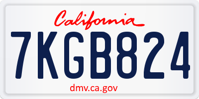 CA license plate 7KGB824
