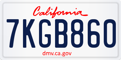 CA license plate 7KGB860