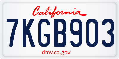 CA license plate 7KGB903