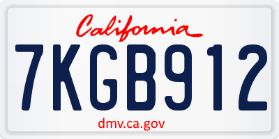 CA license plate 7KGB912