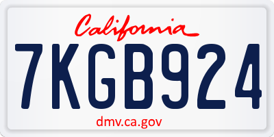 CA license plate 7KGB924