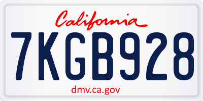 CA license plate 7KGB928