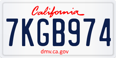 CA license plate 7KGB974