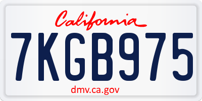 CA license plate 7KGB975