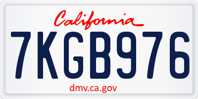 CA license plate 7KGB976