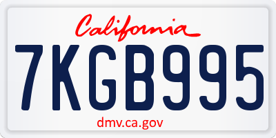 CA license plate 7KGB995