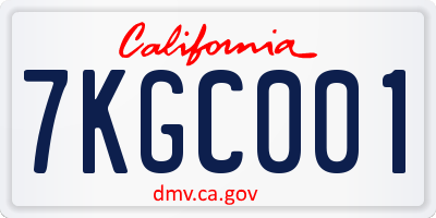 CA license plate 7KGC001