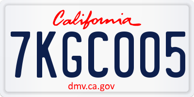 CA license plate 7KGC005