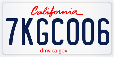 CA license plate 7KGC006