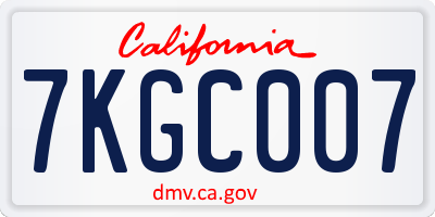 CA license plate 7KGC007