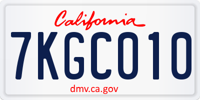 CA license plate 7KGC010