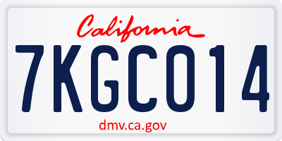 CA license plate 7KGC014