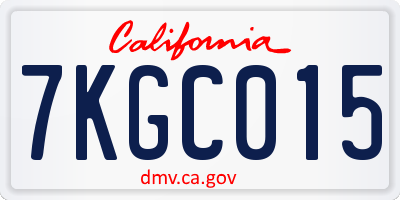 CA license plate 7KGC015