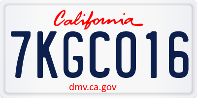 CA license plate 7KGC016