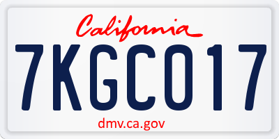 CA license plate 7KGC017