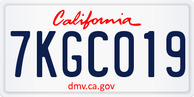 CA license plate 7KGC019