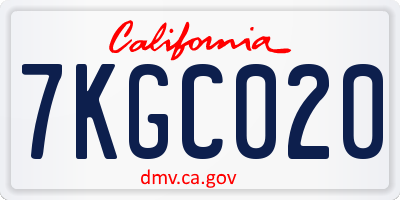 CA license plate 7KGC020