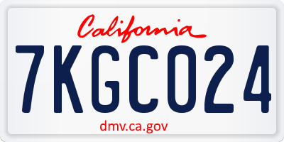 CA license plate 7KGC024