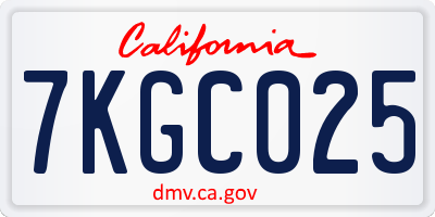 CA license plate 7KGC025