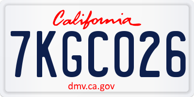 CA license plate 7KGC026