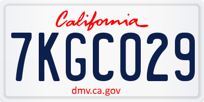 CA license plate 7KGC029
